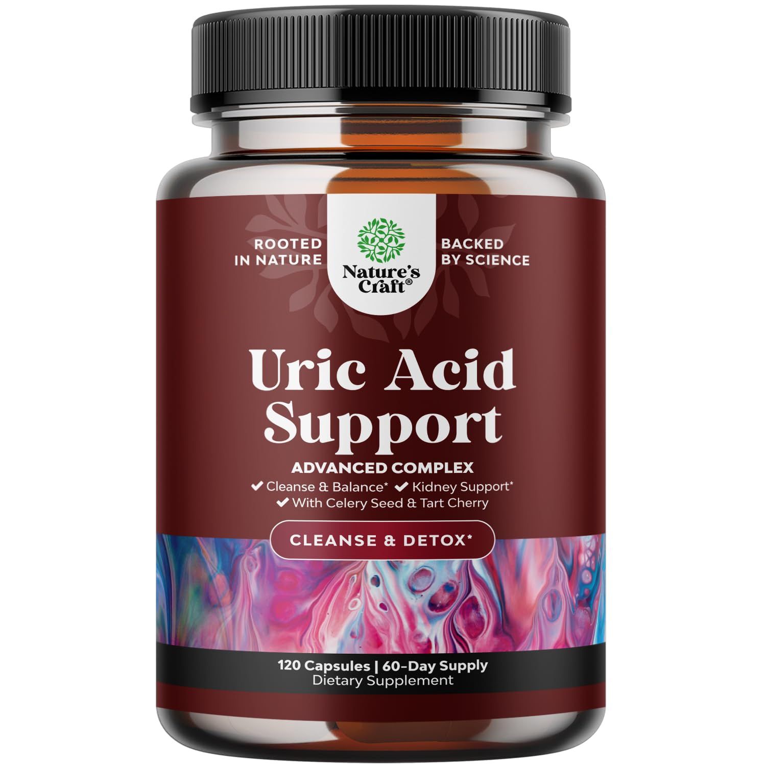Herbal Uric Acid Cleanse and Detox - Essential Daily Kidney Cleanse and Uric Acid Support for Adults - Joint Support Supplement and Detox Cleanse with Tart Cherry Extract Capsules for Men and Women