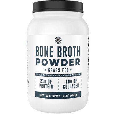 Bone Broth Protein Powder - Pure Grass-Fed Beef Bone Broth, Unflavored with Natural Collagen, Glucosamine &amp; Gelatin - Paleo &amp; Keto-Friendly, Non-GMO, Dairy-Free for Gut Health &amp; Joint Support 32oz
