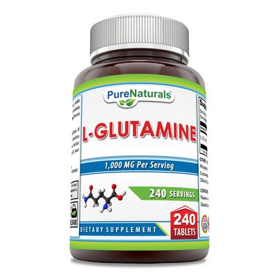 Pure Naturals L-Glutamine Supplement | 1000 Mg Per Serving | 240 Tablets | Non-GMO | Gluten Free | Made in USA