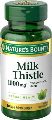 Nature&#39;s Bounty Milk Thistle, Herbal Health Supplement, Supports Liver Health, 1000 mg, Rapid Release Softgels, 50 Ct