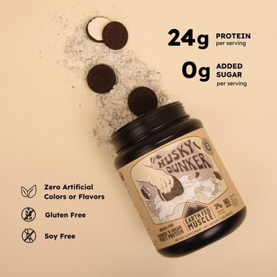 Earth Fed Muscle Husky Dunker Cookies N' Cream Truly Grass Fed Whey Protein Isolate Powder - Non GMO, Hormone Free, Soy Free - 2lb, 34 Servings