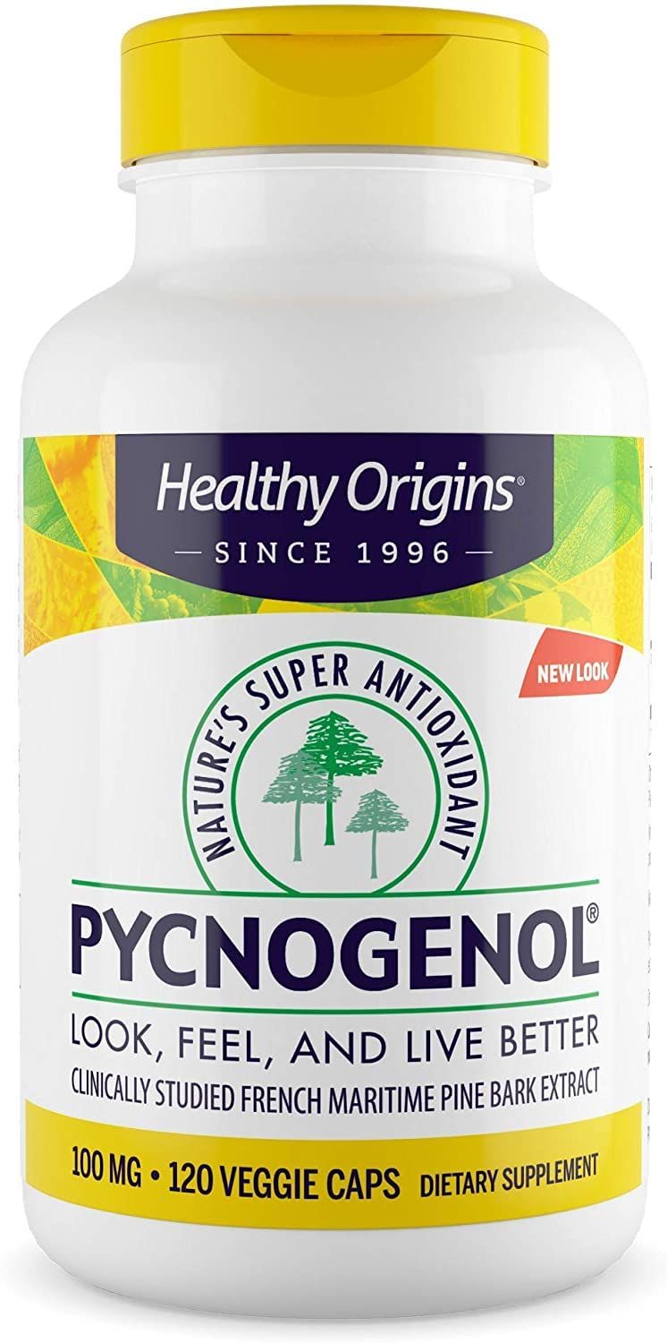 Healthy Origins Pycnogenol 100 mg - Premium Pine Bark Extract - French Maritime Pine Bark Extract for Heart Health, Skin Care &amp; More - Gluten-Free &amp; Non-GMO Supplement - 120 Veggie Caps