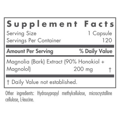 Nutricology Magnolia Extract Supplement - Stress &amp; Sleep Support, Magnolia Bark, Honokiol, Magnolol, Cortisol Manager, Vegetarian Capsules - 120 Count