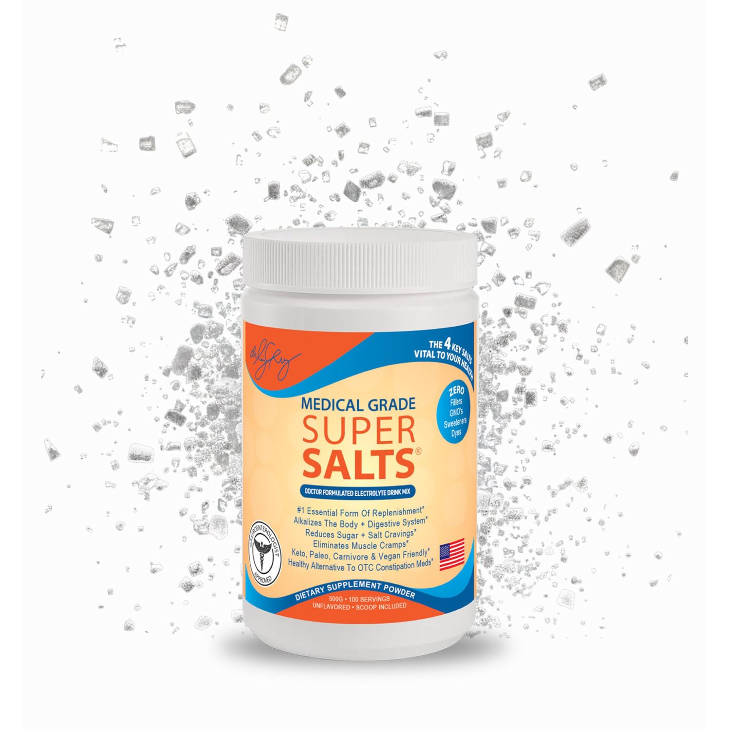 Dr. Liz Cruz Super Salts - Electrolytes, Hydrating Powder w/ Sodium, Magnesium, Calcium, Potassium, Curbs Cravings, No Sugar or Artificial Flavoring
