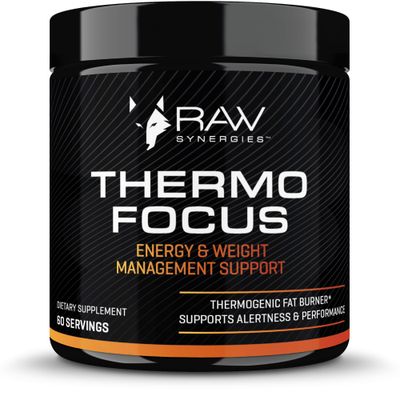 RAW Synergies ThermoFocus- Thermogenic Fat Burner, Boost Focus, Energy &amp; Drive - Weight Loss Supplement &amp; Lean Muscle Builder - 60 Pills
