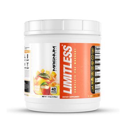 LIMITLESS Magnum 504g - Muscle Workout Powder, Sport Pre Workout for Men and Women, May Assist &amp; Support Increase Energy, Focus, and Endurance - Peach Mango Rush