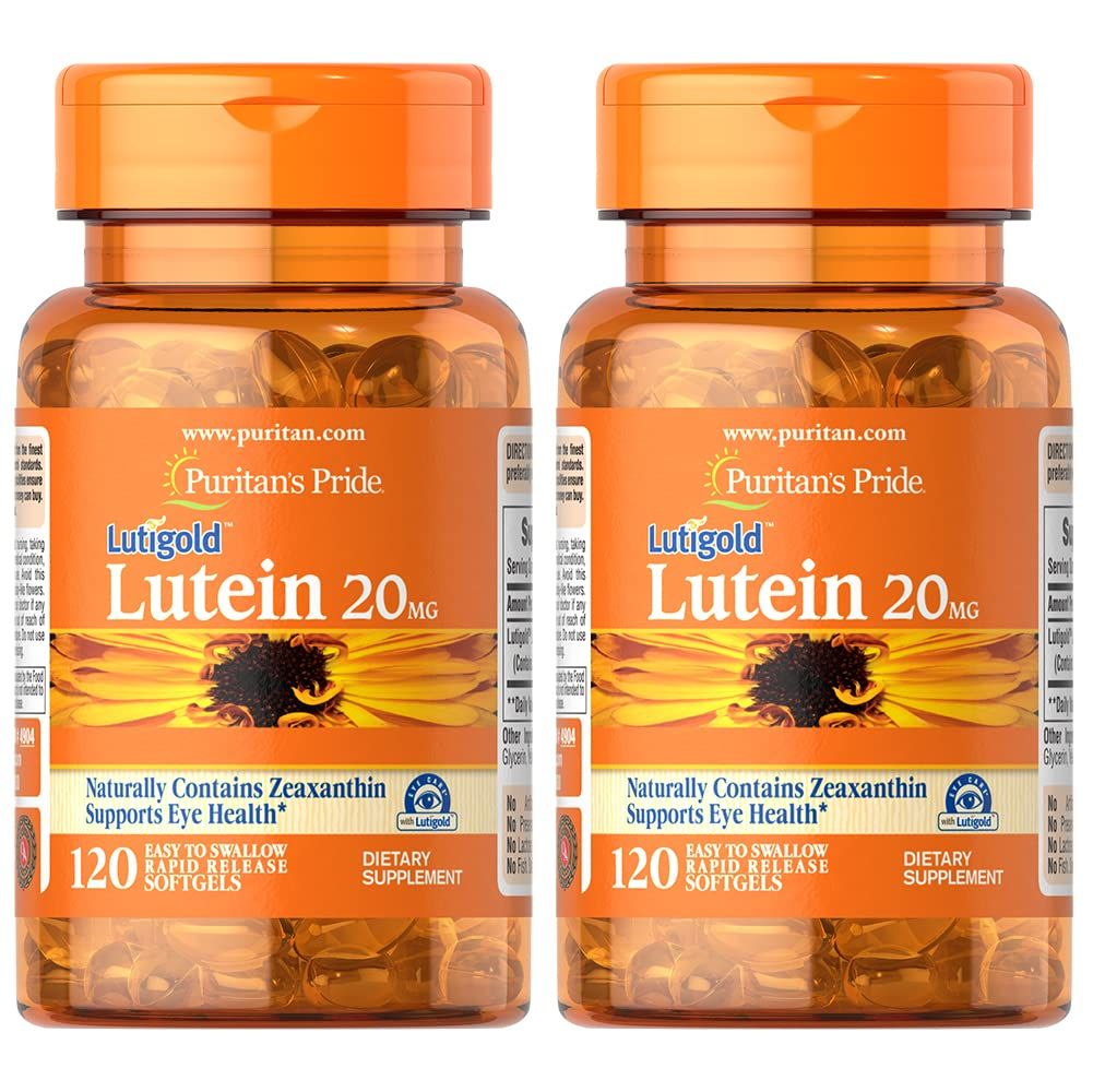 Puritan&#39;s Pride Lutein and Zeaxanthin Supplements for Eyes, Zeaxanthin 800mcg plus Lutein 20mg Once Daily Softgels, 240 Day Supply - 120 Count (Pack of 2) (Package May Vary)