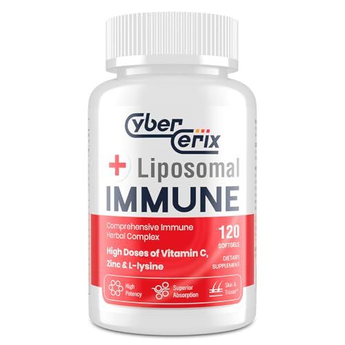CyberCerix Advanced Liposomal Immune Supplement, Complex with L-Lysine 1,500mg, Vitamins, Minerals &amp; Herbal Extracts, Comprehensive Daily Wellness Blend for Men &amp; Women - 120 Capsules