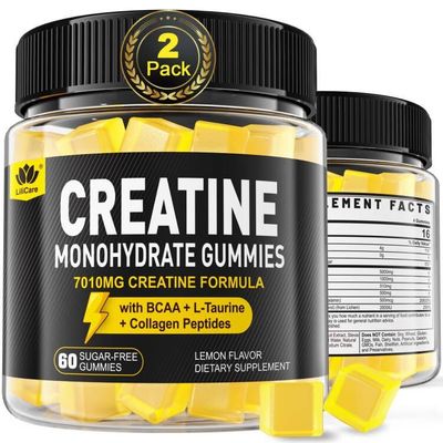 Creatine Monohydrate Gummies Complex 7010mg for Men &amp; Women, 6-IN-1 Chewable Creatine 5g with BCAA, Collagen Peptides, L-Taurine, D3, B12 for Muscle Strength, Muscle Recovery &amp; Energy Boost, 120 Cts