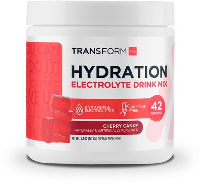 TransformHQ Hydration Drink Mix 42 Servings (Cherry Candy) - Electrolytes, Mental Clarity, Vitamins