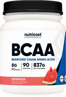 Nutricost BCAA Powder (Watermelon, 90 Serv) - Optimal 2:1:1 Ratio