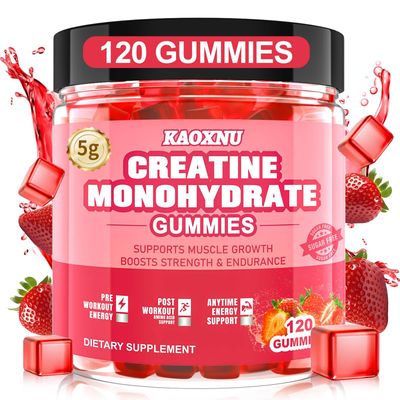 Creatine Monohydrate Gummies for Men &amp; Women 120 CT - 5600mg of Creatine Monohydrate per Serving - Sugar Free Chewable Creatine for Muscle Strength, Energy Boost, Muscle Builder (Strawberry Flavor)