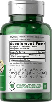 Horbach Mastic Gum Capsules 1500mg 100 Count | Non-GMO &amp; Gluten Free