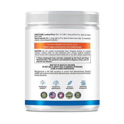 Approved Science Creatine Monohydrate Powder with BioPerine - Workout Support - 120 Servings - 5g Per Serving - Unflavored - Pack of 2 - Non-GMO, Vegan