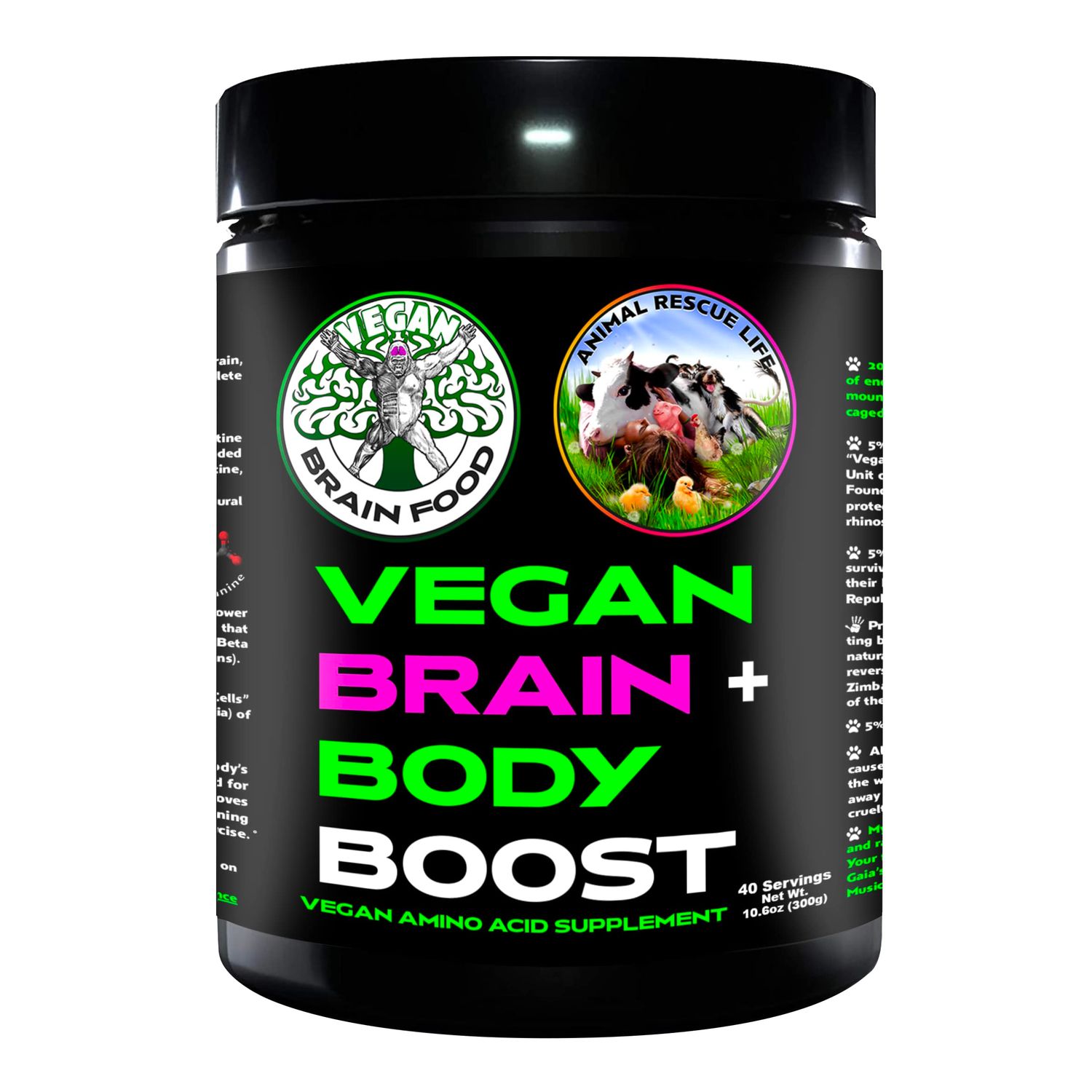Vegan Brain &amp; Body Boost: The Cherry On Top of A Plant-Based Lifestyle | Working Intelligence | Anti-Aging | Physical Fitness | Vegan Amino Acids - Creatine, Taurine &amp; Beta Alanine | 40 Servings/300g
