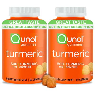 Qunol Turmeric Gummies, Gummy with 500mg Turmeric Curcumin, Joint Support Supplement, Ultra High Absorption Tumeric Curcumin, Vegan, Gluten Free, 2 Month Supply (60 Count, Pack of 2)