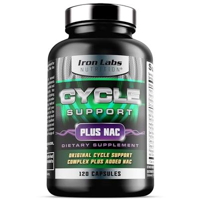 Iron Labs Nutrition: Cycle Support Plus NAC (N-Acetyl-L-Cysteine) - Kidney and Liver Support Supplement - On Cycle Support Supplements for Men - N Acetyl L Cysteine and Milk Thistle (120 Capsules)