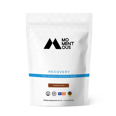 Momentous Recovery Grass-Fed Whey Protein Powder - 20g Post-Workout Whey Isolate Protein - NSF Certified, Gluten-Free, 15 Servings, Chocolate (Package May Vary)