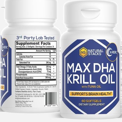 NATURAL STACKS Antarctic Krill Oil Softgels - 60 ct. Fish Oil Supplements for Cardiovascular &amp; Immunity Support - Krill Oil Supplement for Brain Health with Potent Antioxidant
