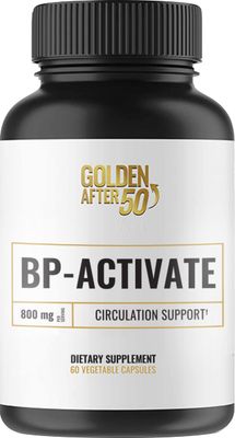 Golden After 50 BP-Activate - Nitric Oxide Supplement with Essential Amino Acids - Blood Circulation and Heart Health Support Supplement - 60 Capsules - 800mg L Arginine, AAKG, L Citrulline