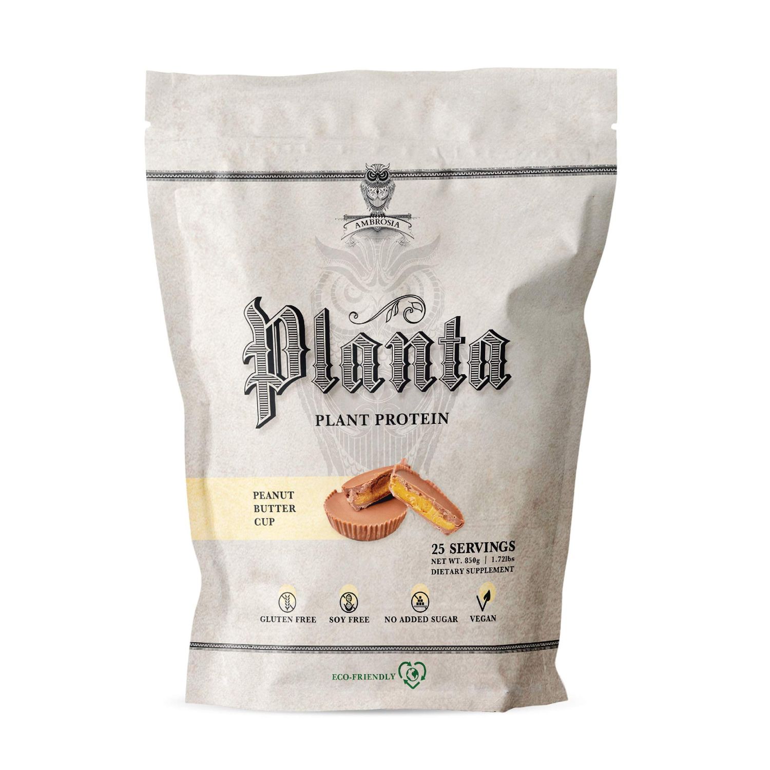 Ambrosia Planta - Premium Organic Plant-Based Protein | Vegan &amp; Keto Friendly | Gourmet Flavors with No Bloating or Stomach Upset | Gluten &amp; Soy Free | No Added Sugar | 25 Servings | Peanut Butter Cup