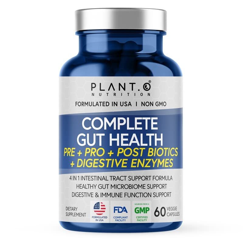 4-in-1 Prebiotic Probiotic &amp; Postbiotic for Women &amp; Men, Complete Gut &amp; Digestive Support Supplement, Pre Post Probiotics &amp; Digestive Enzymes 60 Capsules