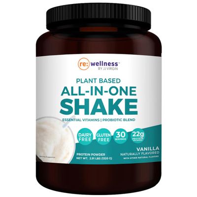 Reignite Wellness Vanilla Plant-Based All-in-One Shake - Vegetarian Protein Powder Supports Gut Health &amp; Lasting Energy - 22g of Pea, Chia &amp; Chlorella Protein (30 Servings, 2.91 Pounds) - by JJ Virgin
