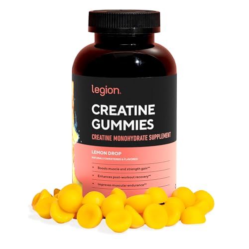 LEGION Creatine Monohydrate Gummies - Clean Creatine Gummies for Muscle Gain, Improving Endurance &amp; Post Workout Recovery - Creatine Supplement for Maximum Absorption (150 Lemon Drop Gummies)