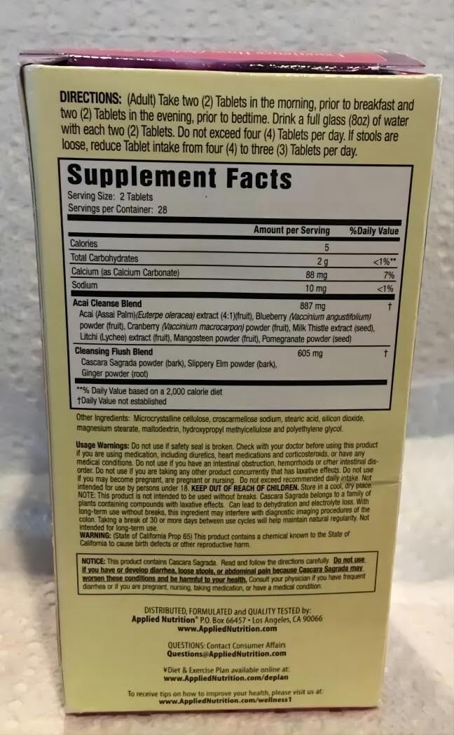 Applied Nutrition 14-Day Acai Berry Cleanse 56-Count Bottle (Pack of 3) EW@GHT