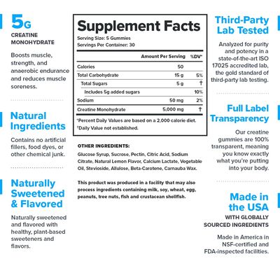 LEGION Creatine Monohydrate Gummies - Clean Creatine Gummies for Muscle Gain, Improving Endurance & Post Workout Recovery - Creatine Supplement for Maximum Absorption (150 Lemon Drop Gummies)
