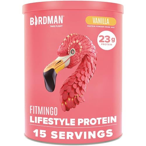 BIRDMAN Fitmingo Vegan Protein Powder with Inositol, Collagen Boosters, Hyaluronic Acid and Vitamins | Low Carb, Dairy Free, Low Calorie | 23g Plant Based Vanilla Protein Powder with Myo-Inositol