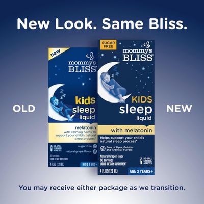 Mommy's Bliss Kids Sleep Liquid with Melatonin & Calming Herbs | Supports The Natural Sleep Process for Children 3 Years & Up | Grape Flavor | Sugar Free| 4 Fl Oz (60 Servings)