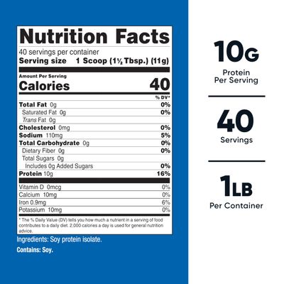 Nutricost Soy Protein Isolate Powder, 1 LB Unflavored - 10 Grams of Protein Per Serving, Vegan, GMO-Free &amp; Gluten Free
