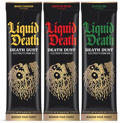 Liquid Death Electrolyte Death Dust - Hydration Powder Packets - 12-Stick Variety Pack - 3 Flavors - Mix 1 Stick with 16 oz Water