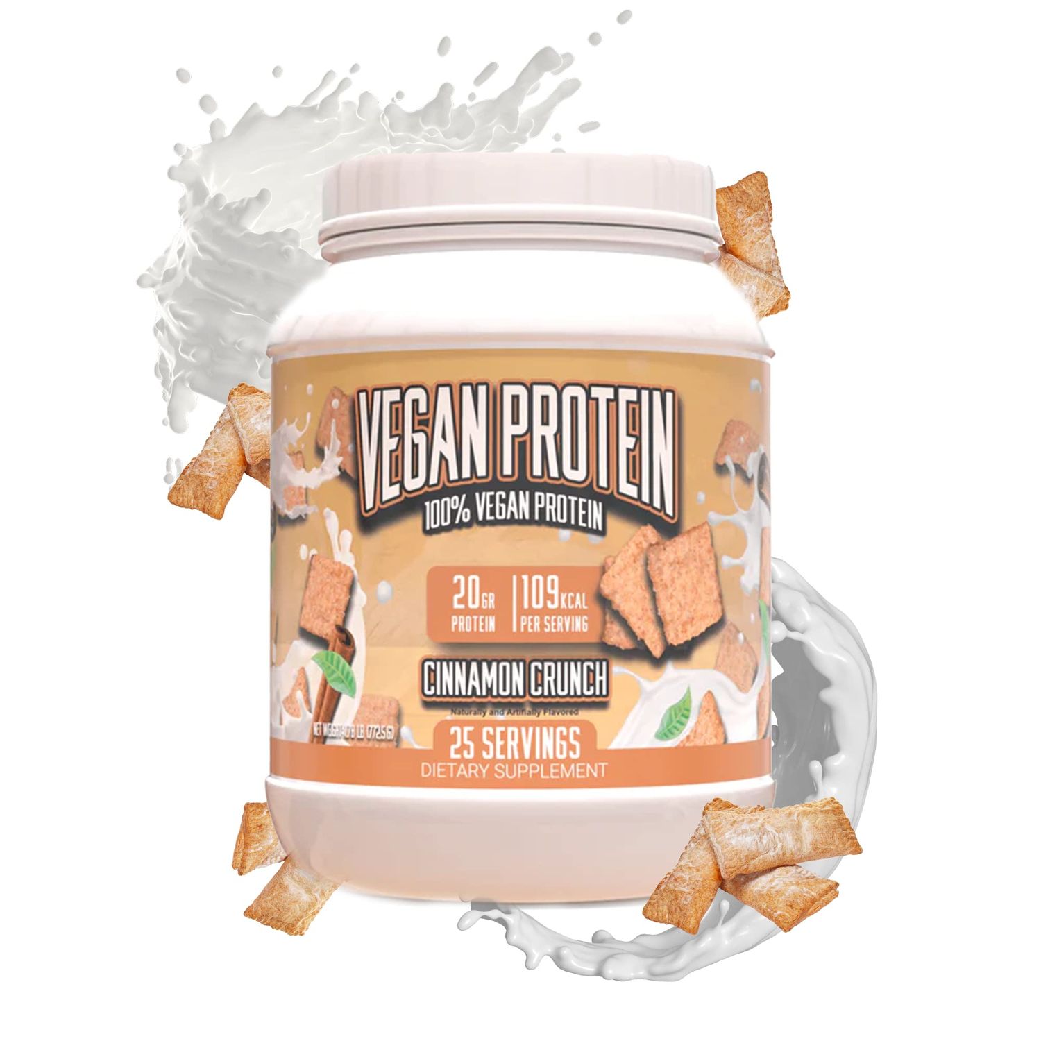Huge Supplements Vegan Protein Powder - Cinnamon Crunch - Superior Plant-Based Protein Powder, 20g Protein Per Serving, Gluten Free