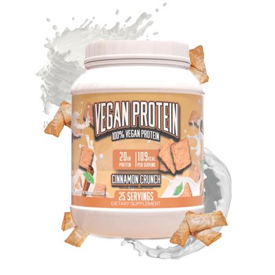 Huge Supplements Vegan Protein Powder - Cinnamon Crunch - Superior Plant-Based Protein Powder, 20g Protein Per Serving, Gluten Free