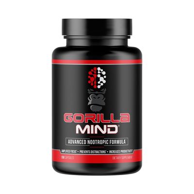 Gorilla Mind Nootropic Formula (150 Capsules) - Best Caffeinated Productivity Supplement / 8+ Hours of Focus and Energy