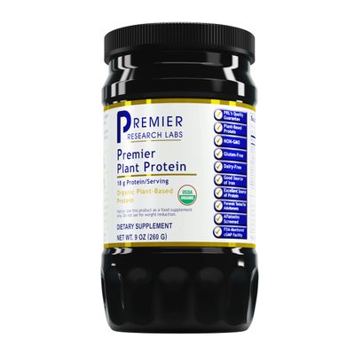 Premier Research Labs Plant Protein - Vegan Plant Based Pea Protein Powder, Organic, Dairy Free, Gluten Free, No Artificial Flavors, Vegetarian, Contains Pumpkin and Rice Protein - 9 Oz