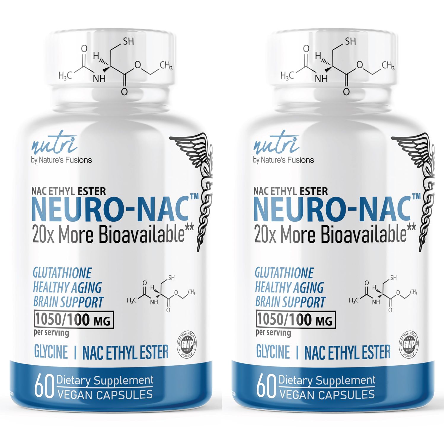Neuro NAC Supplement N-Acetyl Cysteine Ethyl Ester (2 Pack)- 20x More Bioavailable Than NAC 600 mg - Boost Glutathione 10x More Than Liposomal Glutathione - N Acetyl Cysteine Ethyl Ester 120 Capsules
