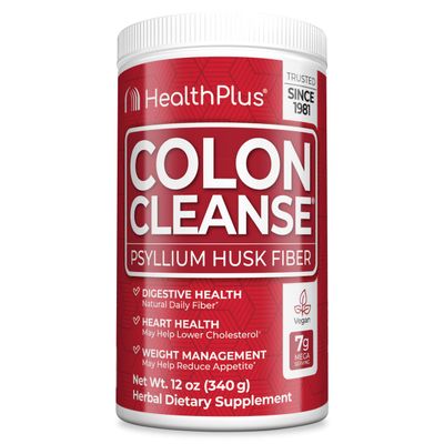 Health Plus Original Colon Cleanse, 12 oz Powder, 48 Servings - Natural Detox, Digestive Constipation Relief, Daily Fiber, Contains Psyllium Husk