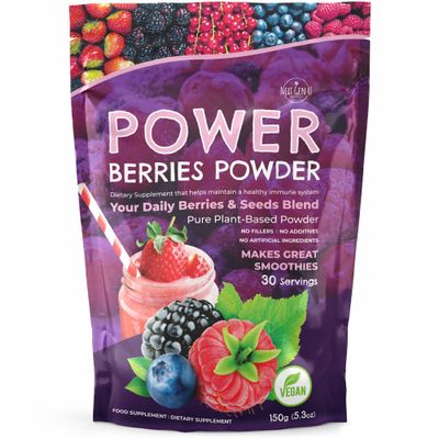 Next Gen U Super Berry Powder 150g, Immune Support Food Supplement, Superfood Berries Smoothie Mix for Shakes, Detox &amp; Healthy Boost for Juice Beverages or Any Drink