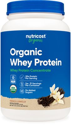 Nutricost Organic Whey Protein Concentrate, French Vanilla Flavored, (2LBS) - Gluten-Free, Non-GMO