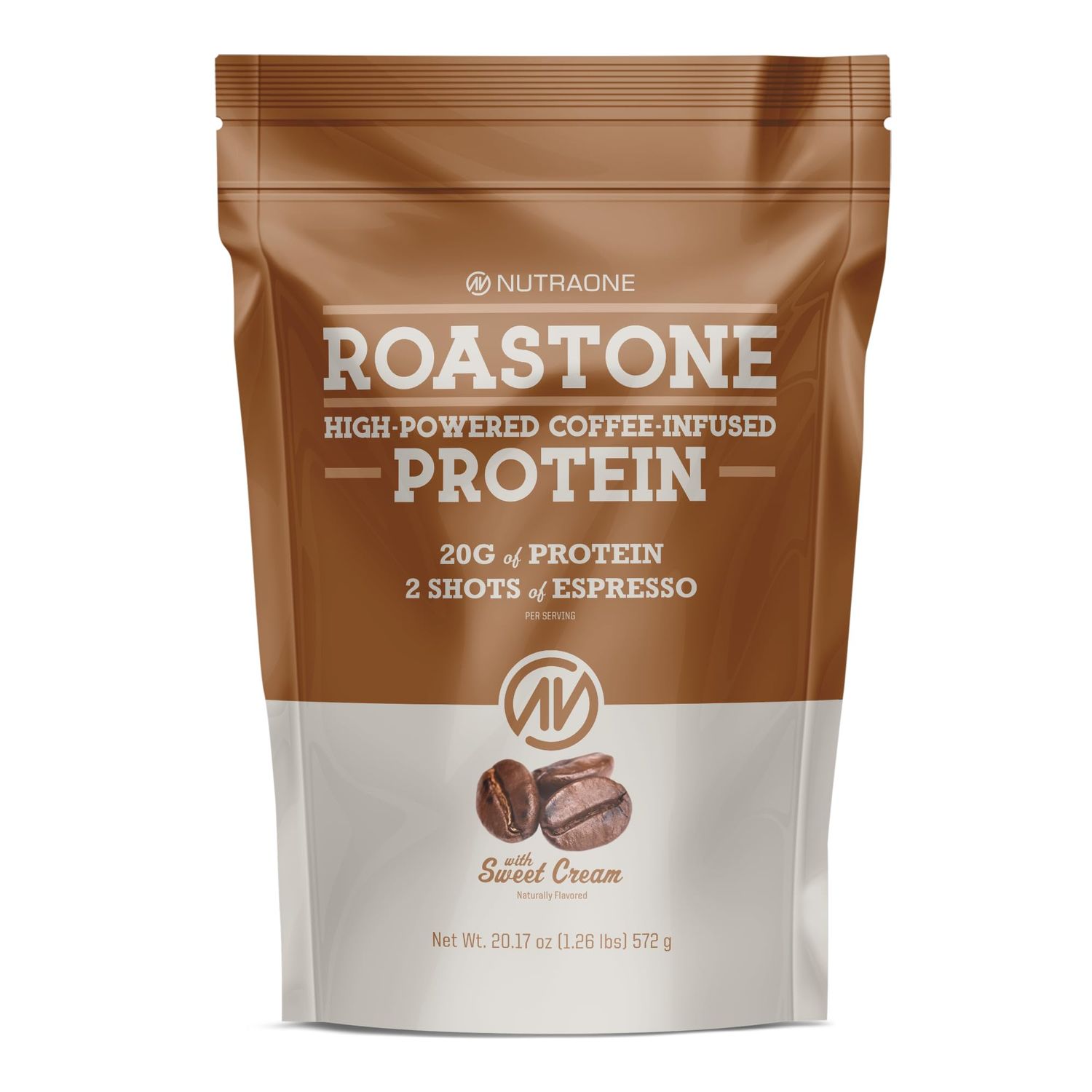 NutraOne RoastOne Coffee Protein Powder Coffee Infused Whey Protein Powder for Energy &amp; Focus, 160mg Caffeine and 20g Protein (Sweet Cream - 1.35 lbs.)