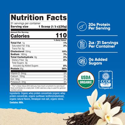 Nutricost Organic Whey Protein Concentrate, French Vanilla Flavored, (2LBS) - Gluten-Free, Non-GMO