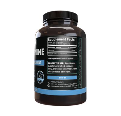 Pure Original Ingredients L-Arginine (365 Capsules) No Magnesium Or Rice Fillers, Always Pure, Lab Verified