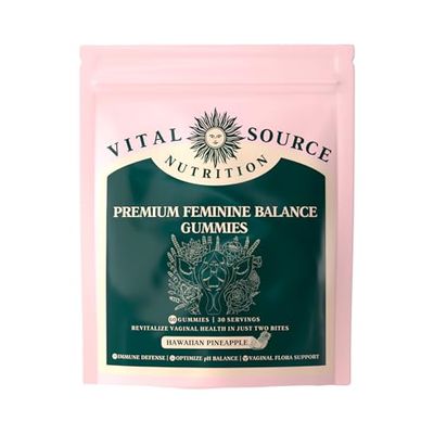 Vital Source Nutrition - Premium Feminine Balance Gummies - for Womens Health &amp; Wellness - Immune Support - Vegan, Gluten-Free &amp; Halal - Hawaiian Pineapple - 60 Gummies - 30 Servings