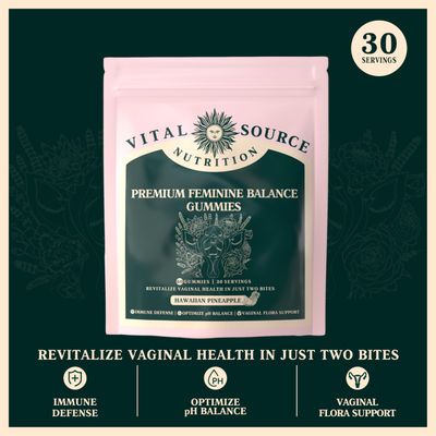 Vital Source Nutrition - Premium Feminine Balance Gummies - for Womens Health & Wellness - Immune Support - Vegan, Gluten-Free & Halal - Hawaiian Pineapple - 60 Gummies - 30 Servings