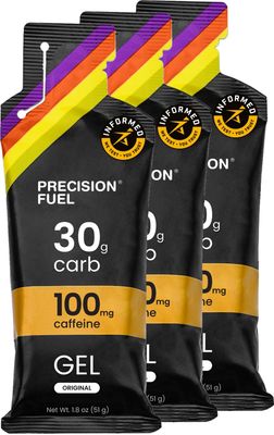 Precision Fuel 30 Caffeine Energy Gel - Mild Flavour Running Gels for Endurance Athletes, 30g Carbohydrate, Easy-to-Digest, Perfect for Running &amp; Long-Duration Sports (Pack of 3)