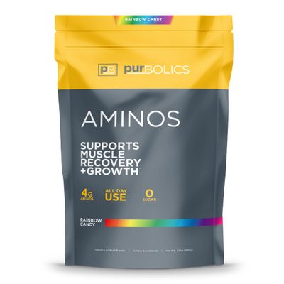 Purbolics Aminos | 4g of Free-Form Amino Acids, Beta-Alanine, 0 Calories &amp; 60 Servings (Rainbow Candy)