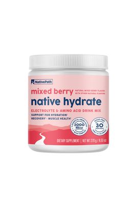 NativePath Native Hydrate, Zero Sugar, Electrolytes Powder with BCAAs, Mixed Berry Hydration Powder, Keto &amp; Paleo Friendly, 30 Servings